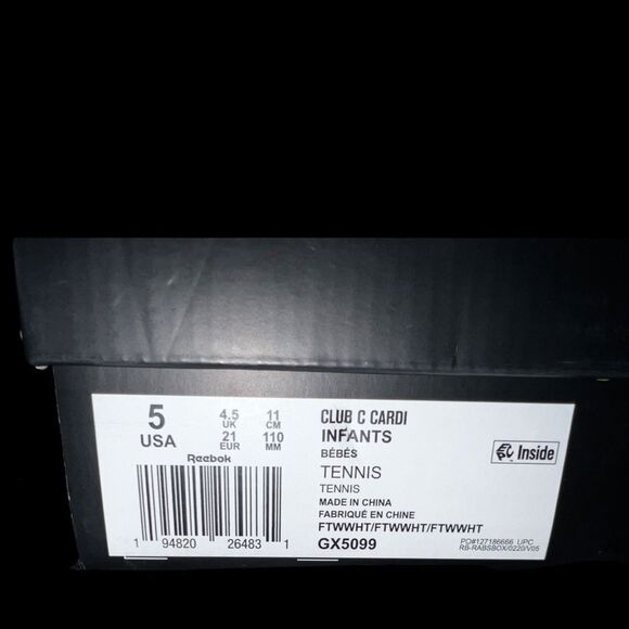 New Reebok Club C Cardi B Triple White GX5098 Unisex Sz 5 Infant NIB - Picture 2 of 6